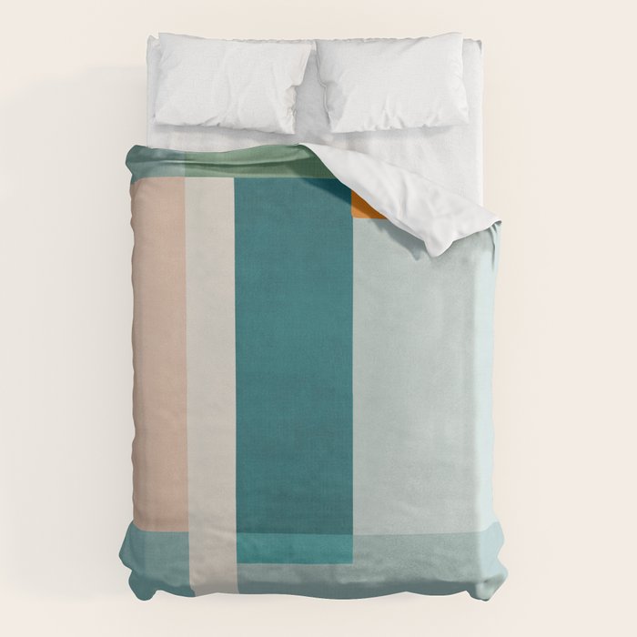 Modern Minimalism Abstract Teal Tones Artwork Duvet Cover Gallery Image 6