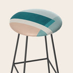 Modern Minimalism Abstract Teal Tones Artwork Stool Gallery Image 2