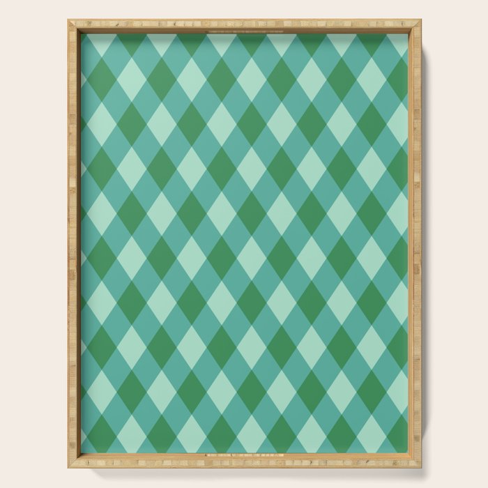 Christmas Diamond Plaid Green Pattern Serving Tray Gallery Image 1