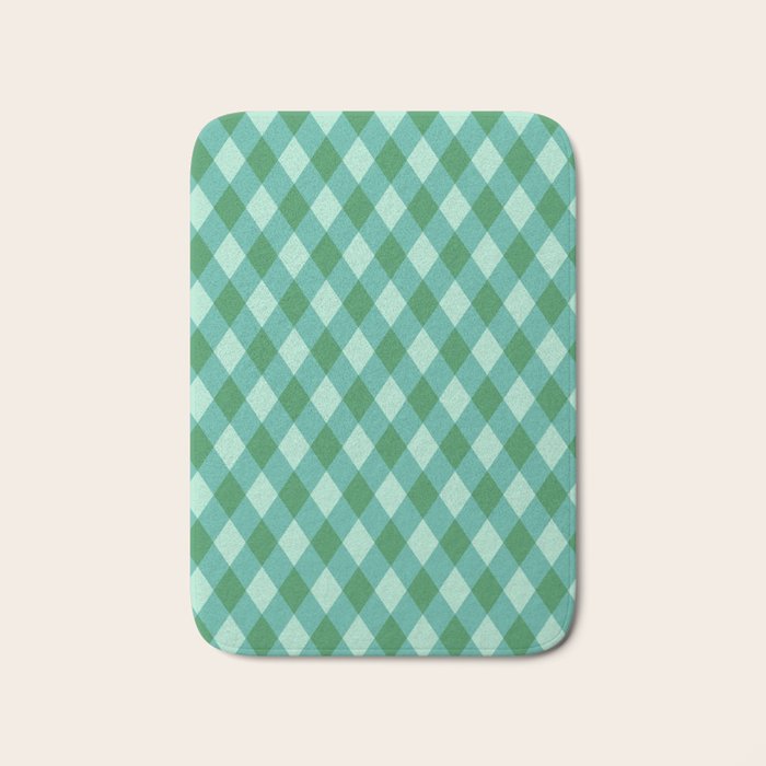 Christmas Diamond Plaid Green Pattern Bath Mat Gallery Image 1