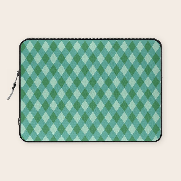 Christmas Diamond Plaid Green Pattern Laptop Sleeve Gallery Image 1