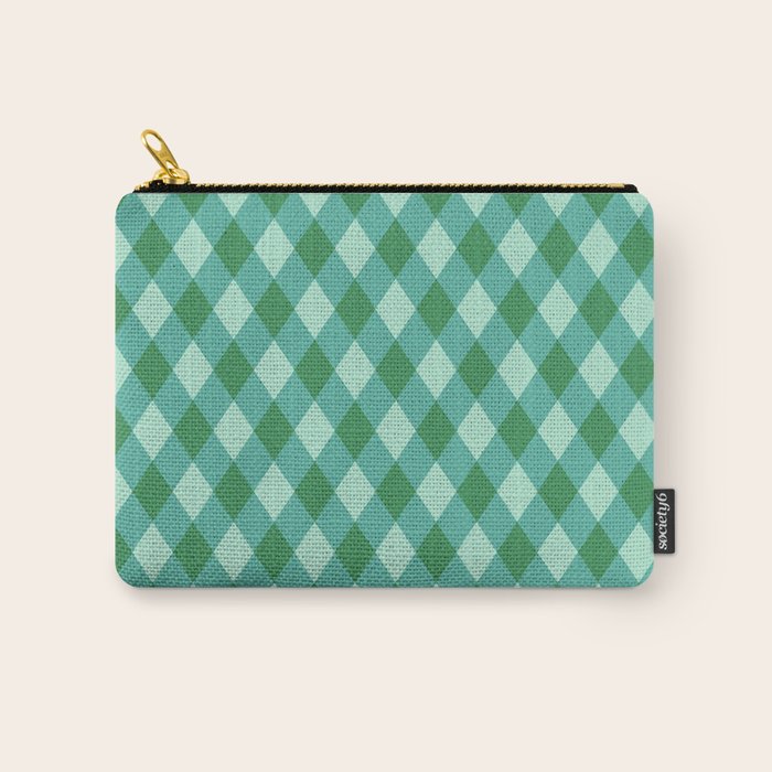 Christmas Diamond Plaid Green Pattern Carry All Pouch Gallery Image 1