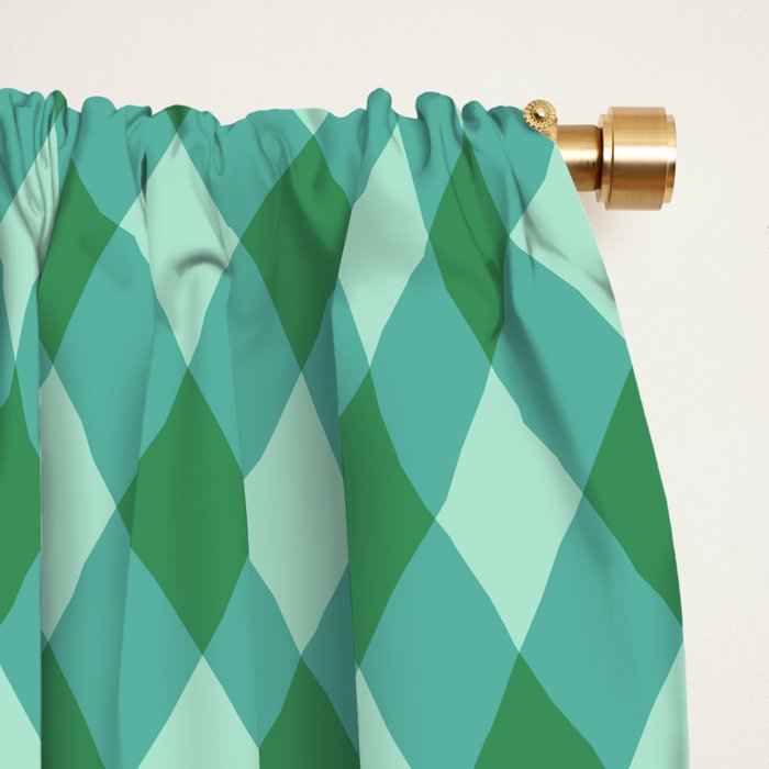 Christmas Diamond Plaid Green Pattern Window Curtain Gallery Image 2