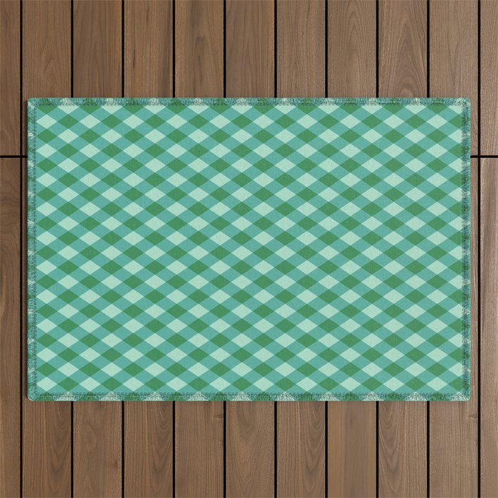Christmas Diamond Plaid Green Pattern Outdoor Rug Gallery Image 1
