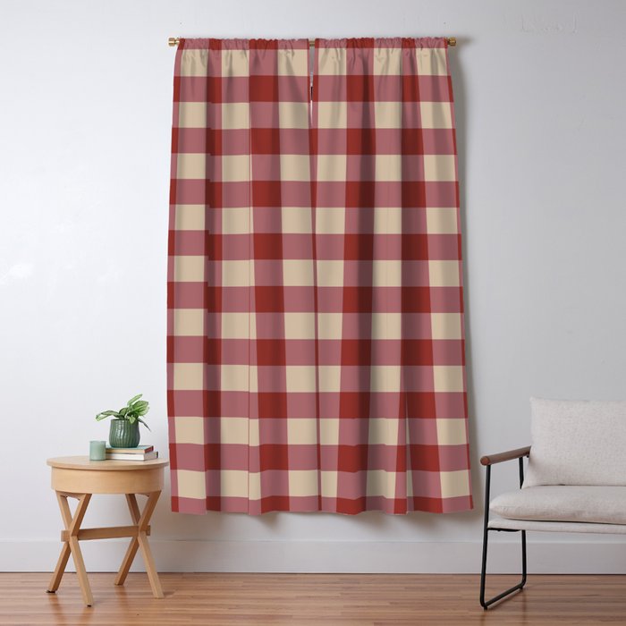 Bordeaux Checkered Theme Window Curtain Gallery Image 5