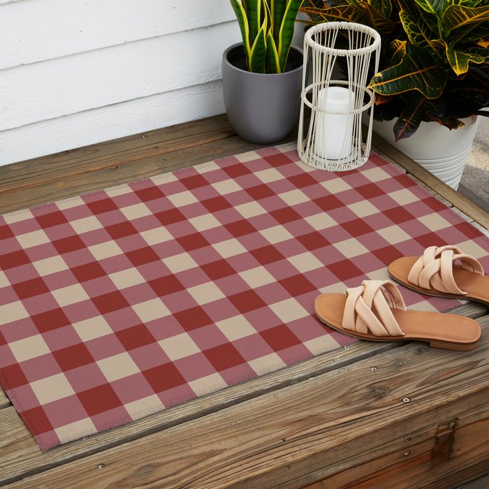 Bordeaux Checkered Theme Outdoor Rug Gallery Image 2