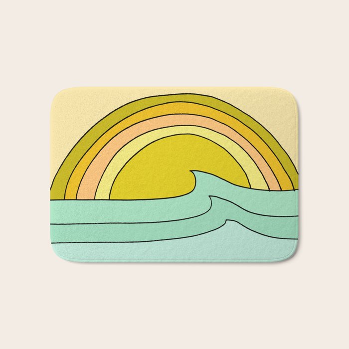 ride rainbows // retro surf soul // art by surfy birdy Bath Mat Gallery Image 1