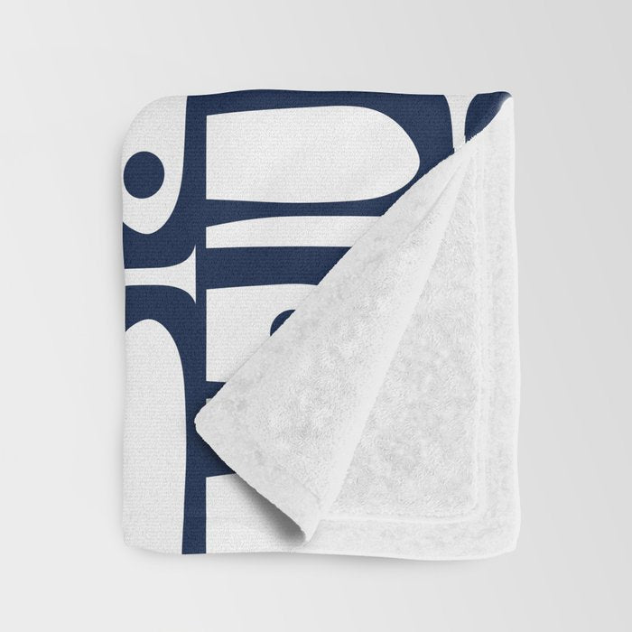 Mid Century Modern Piquet Abstract Multi Pattern in Nautical Navy Blue and White Throw Blanket Gallery Image 3