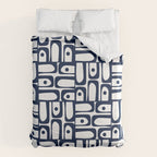 Mid Century Modern Piquet Abstract Multi Pattern in Nautical Navy Blue and White Duvet Cover Gallery Image 6
