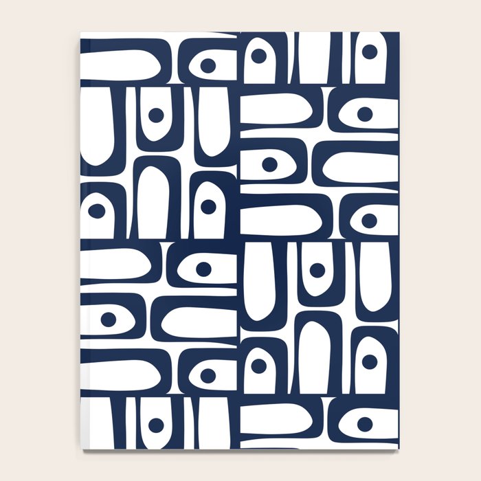 Mid Century Modern Piquet Abstract Multi Pattern in Nautical Navy Blue and White Notebook Gallery Image 4