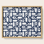 Mid Century Modern Piquet Abstract Multi Pattern in Nautical Navy Blue and White Serving Tray Gallery Image 1