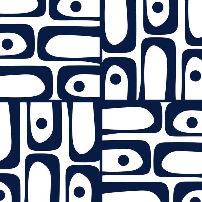 Mid Century Modern Piquet Abstract Multi Pattern in Nautical Navy Blue and White Coffee Mug Gallery Image 2