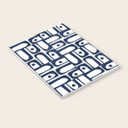 Mid Century Modern Piquet Abstract Multi Pattern in Nautical Navy Blue and White Notebook Gallery Image 3