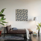 Mid Century Modern Piquet Abstract Multi Pattern in Nautical Navy Blue and White Wood Wall Art Gallery Image 2