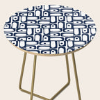 Mid Century Modern Piquet Abstract Multi Pattern in Nautical Navy Blue and White Side Table Gallery Image 2