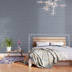 Mid Century Modern Piquet Abstract Multi Pattern in Nautical Navy Blue and White Wallpaper Gallery Image 3