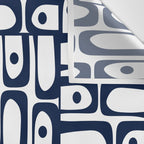 Mid Century Modern Piquet Abstract Multi Pattern in Nautical Navy Blue and White Wall Tapestry Gallery Image 3