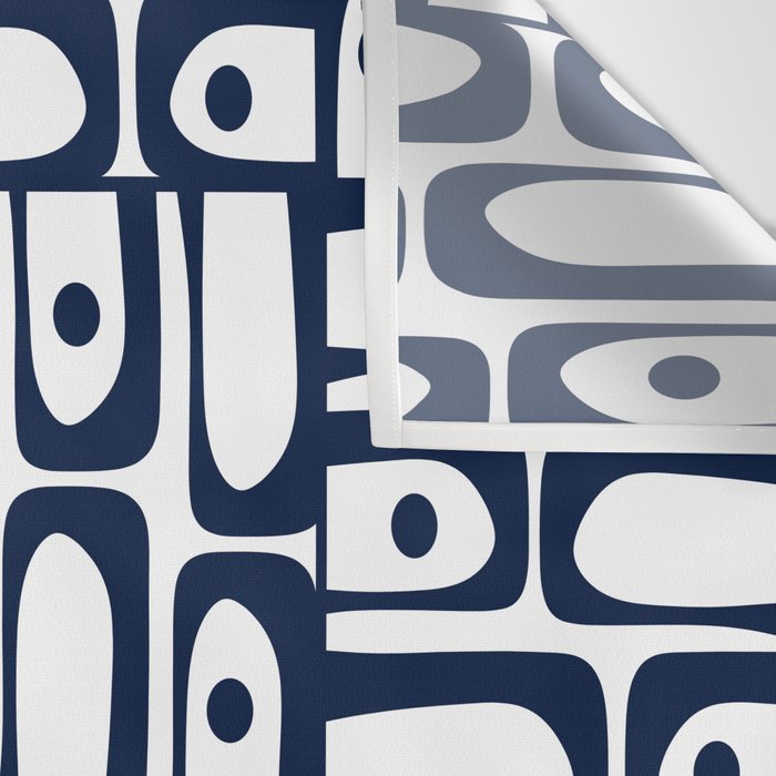 Mid Century Modern Piquet Abstract Multi Pattern in Nautical Navy Blue and White Wall Tapestry Gallery Image 3