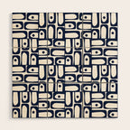 Mid Century Modern Piquet Abstract Multi Pattern in Nautical Navy Blue and White Wood Wall Art Gallery Image 1
