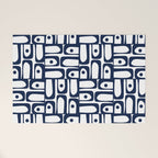 Mid Century Modern Piquet Abstract Multi Pattern in Nautical Navy Blue and White Welcome Mat Gallery Image 1