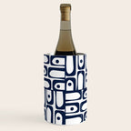 Mid Century Modern Piquet Abstract Multi Pattern in Nautical Navy Blue and White Wine Chiller Gallery Image 1