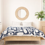 Mid Century Modern Piquet Abstract Multi Pattern in Nautical Navy Blue and White Duvet Cover Gallery Image 3
