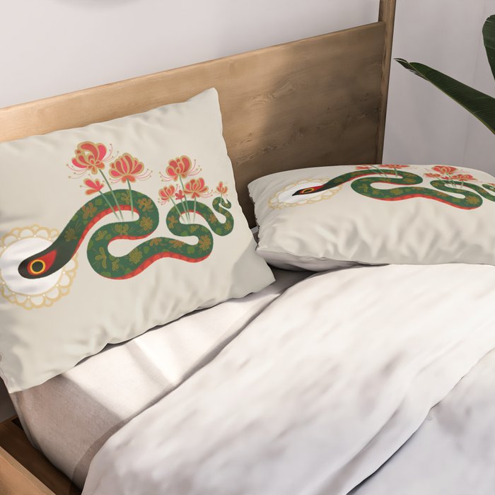 Snake and flowers Pillow Sham Gallery Image 2
