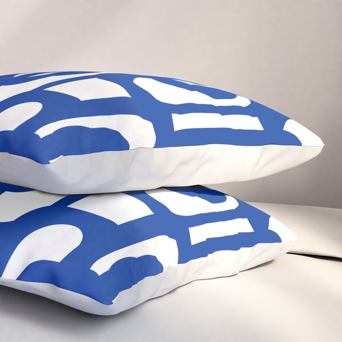Bright Blue and White Mid-century Modern Loop Pattern  Pillow Sham Gallery Image 3