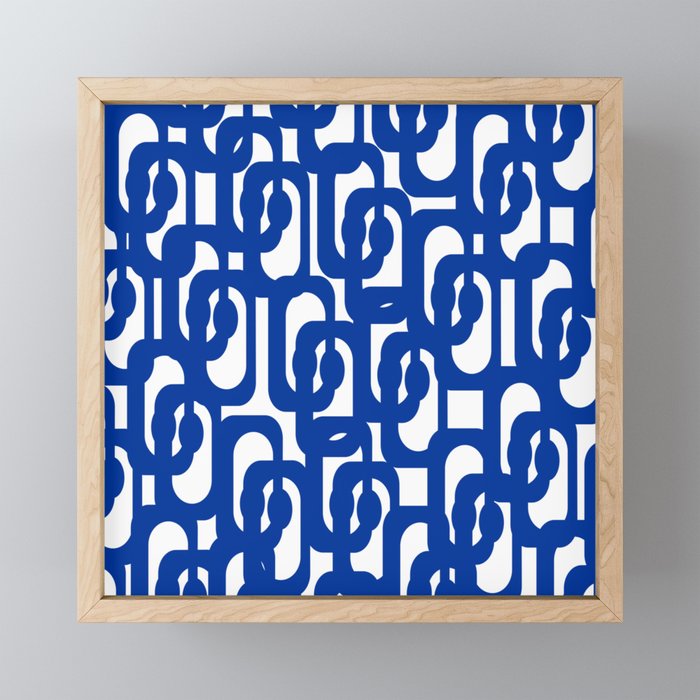 Bright Blue and White Mid-century Modern Loop Pattern  Mini Art Print Gallery Image 1