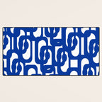 Bright Blue and White Mid-century Modern Loop Pattern  Desk Mat Gallery Image 3