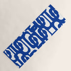 Bright Blue and White Mid-century Modern Loop Pattern  Yoga Mat Gallery Image 1