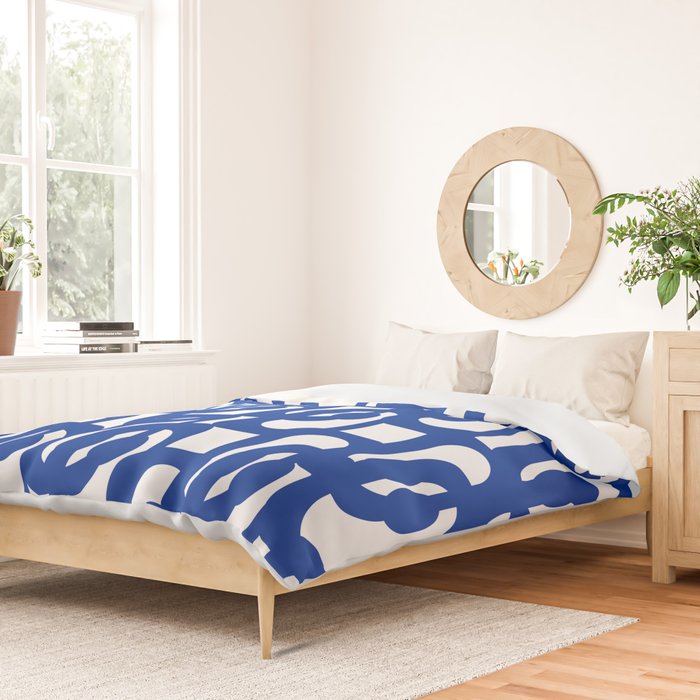 Bright Blue and White Mid-century Modern Loop Pattern  Duvet Cover Gallery Image 2