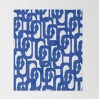 Bright Blue and White Mid-century Modern Loop Pattern  Throw Blanket Gallery Image 2