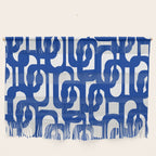 Bright Blue and White Mid-century Modern Loop Pattern  Wall Hanging Gallery Image 1