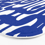 Bright Blue and White Mid-century Modern Loop Pattern  Bath Mat Gallery Image 3