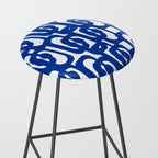 Bright Blue and White Mid-century Modern Loop Pattern  Stool Gallery Image 2