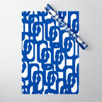 Bright Blue and White Mid-century Modern Loop Pattern  Wrapping Paper Gallery Image 1