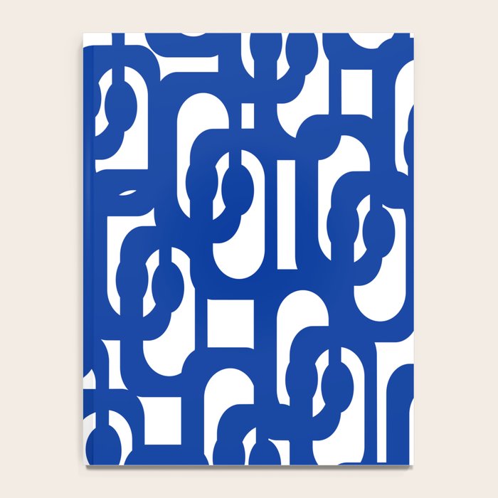 Bright Blue and White Mid-century Modern Loop Pattern  Notebook Gallery Image 4