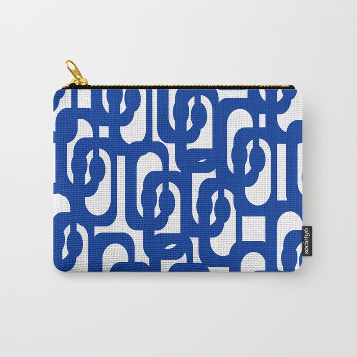 Bright Blue and White Mid-century Modern Loop Pattern  Carry All Pouch Gallery Image 1
