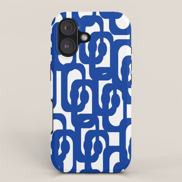 Bright Blue and White Mid-century Modern Loop Pattern  iPhone Case Gallery Image 1
