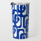 Bright Blue and White Mid-century Modern Loop Pattern  Travel Mug Gallery Image 3