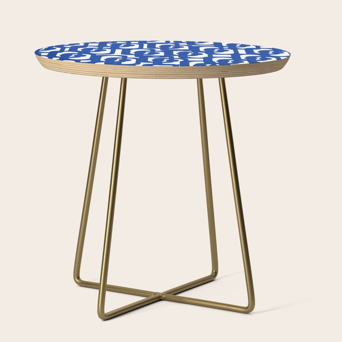 Bright Blue and White Mid-century Modern Loop Pattern  Side Table Gallery Image 1