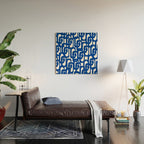 Bright Blue and White Mid-century Modern Loop Pattern  Wood Wall Art Gallery Image 2