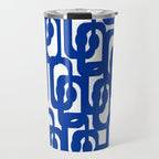 Bright Blue and White Mid-century Modern Loop Pattern  Travel Mug Gallery Image 1