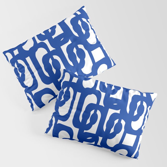 Bright Blue and White Mid-century Modern Loop Pattern  Pillow Sham Gallery Image 1
