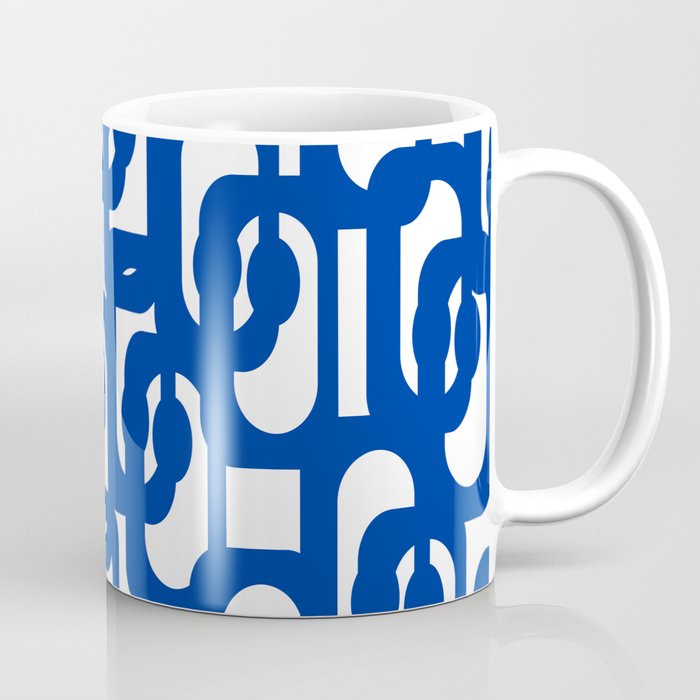 Bright Blue and White Mid-century Modern Loop Pattern  Coffee Mug Gallery Image 1