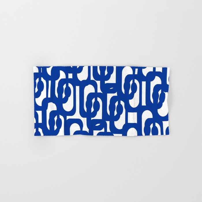 Bright Blue and White Mid-century Modern Loop Pattern  Bath Towel Gallery Image 1