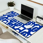 Bright Blue and White Mid-century Modern Loop Pattern  Desk Mat Gallery Image 2
