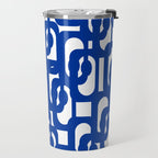 Bright Blue and White Mid-century Modern Loop Pattern  Travel Mug Gallery Image 2