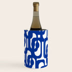 Bright Blue and White Mid-century Modern Loop Pattern  Wine Chiller Gallery Image 2